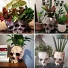 Decoratieve objecten Beeldjes Retro Schedel Ornament Hars Bloempot Idyllisch Buiten Tuindecoratie Horror Halloween Ambachten 230928