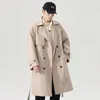 Männer Trenchcoats 2023 Herbst Winter Mittellange Männer Jacke Mode Lässig Lose Maßgeschneiderte Kragen Mantel Solide Einreiher Lange Gürtel