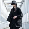 Camicie casual da uomo 2023 Nastro Hip Hop Punk Techwear Kimono Oversize Mens Japan Style Harajuku Cargo Shirt Mantello