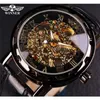 Gagnant noir or mâle horloge hommes Relog squelette s montres Top marque de luxe Montre en cuir montre-bracelet Montre mécanique 2204232940