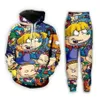 رجال جديدون للسيدات كرتون Rugrats 90's Funny 3D Print Fashion Tracksuits Hip Hop Pants Hoodies MH0224233V