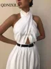 Kvinnors jumpsuits Rompers 2023 Summer Halter Wide Leg Sexy Bodycon Jumpsuit Women Overalls Backless White Skinny Rompers Womens Jumpsuit Fe Long Pantsl231005