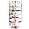 Jewelry Pouches 288 Holes Brown Metal Display Shelf Square Revolving Earring Necklace Showcase Rack Stand Holder2698