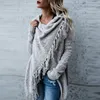 Maglioni da donna Maglione caldo lavorato a maglia da donna Cardigan invernale Poncho con scialle a maniche lunghe con nappe e frange Cardigan oversize