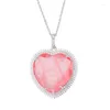 Pendanthalsband Springlady Vintage 32 32mm Heart Pink Quartz Amethyst Paraiba Tourmaline Necklace For Women Gemstone Fine Jewel Gift Gift