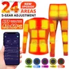 Sous-vêtements thermiques pour femmes 24 zones sous-vêtements chauffants d'hiver veste auto-chauffante thermique hommes femmes hauts pantalons veste de moto contrôle de téléphone portable APPL231005