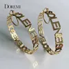Hoop Huggie DOREMI 70mm Letter Bamboo Earrings U Shaped Clasp Stainless Personalizd Name Hoops Customized Name Hoop Earring for Women Gift 231005