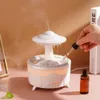 Decorative Objects Figurines UFO Raindrop Humidifier 7 Color Led Light Raining Water Drop Mini Aroma Diffuser Aromatherapy Humidifying Incense Machine 230928