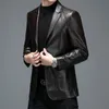 Men S Leather Faux 2023 Spring Autumn Men Jackets äkta fårskinn Solid Color Coats Blazer kostymer Slim Casual 231005