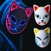 Masque LED Demon Slayer Kimetsu No Yaiba, accessoires de Cosplay Sabito Kamado Tanjirou Makomo, masques lumineux de fête d'halloween pour adultes