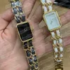 Mode av C Family Quartz Women's Watches Double Leather Double Chain Link A111719