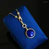 Chains Llight Luxury Fashionable Simple Detachable Necklace Blue Lapis Lazuli Circular Pendant Party Clavicle Chain Jewelry Gift