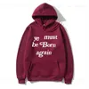 Herenhoodies Sweatshirts Fleecetrui Ye Must Be Born Again Bedrukte heren- en dameshoodies Los modelabel T231005