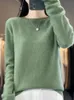 Women's Sweaters Autumn Winter Grace Comfort Oneck Sweater 100% Merino Wool Clothing Pullover Soft Knitwear Top 231005