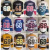 Uomo Retro Hockey 68 Jaromir Jagr Maglie CCM Retire Vintage Classico Ricamo e cucito per gli appassionati di sport Colore della squadra Nero Bianco Blu Giallo Puro cotone traspirante