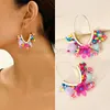 Pendientes colgantes de moda en forma de V, borla de resina con cuentas, flor, diseño bohemio, colgante único para fiesta, joyería