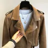 Women's Leather Faux 2023 Spring Autumn Women Jacket Slim Streetwear Coat Moto with Belt Female Outerwear 230928