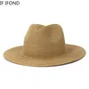Chapeaux de paille d'été solides pour femmes hommes enfants enfant fille Protection UV chapeau de soleil pliable voyage en plein air plage Fedoras chapeaux entier 2309G