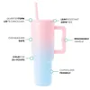 Quenched Cup Watermelon H2.0 Чашка из нержавеющей стали на 40 унций с силиконовой ручкой, крышкой и соломенной автомобильной кружкой, позволяющей пить из бутылки с холодной водой