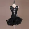 Stadiumkleding Latin-dansjurk Dames Hoge kwaliteit op maat gemaakte Tango Rumba Samba-rok Elegante zwarte wedstrijddansjurken
