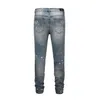 Męskie dżinsy 2021 Top Designer Ubrania dolna strona Splash-Ink Ripped Men Hip Hop Fashion Casual Dripstring Hole Black Blue 30-231G