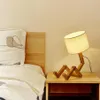 Table Lamps Modern Cloth Art Wood Desk Lamp Robot Shape Wooden Lights E27 Holder 110-240V Parlor Indoor Study Night Light201i