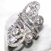 2017 Nieuwe Collectie Mode-sieraden 925 Sterling Zilver Witte Topaas Gesimuleerde Diamant Edelstenen Hart Cut Brede Ring voor Wome284B