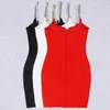 Casual Dresses 2023 Est Sweet Lady Bandage Dress 3 Colors Gauze&Silver Chain Design Spaghetti Strap Sexy Evening Party Red Carpet Gown