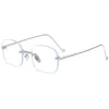 Sunglasses Fashion Anti Blue Light Eyeglasses Square Rimless Frame Glasses For Men Alloy Eyewear