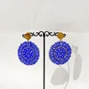 Dangle Earrings Beaded Roundness Hollow Out Royal Blue Fashion Simple Geometry Hand Knitting Bohemia Crystal Alloy Rice Bead