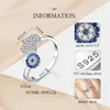 Wedding Rings KALETINE 925 Sterling Silver Blue Hamsa Hand Fatima Adjustable Female Open Size Ring Jewelry 231005