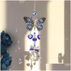 Décorations de jardin Décorations de jardin Blue Evil Eye Crystal Sun Catcher Pendentif Prism Ball Ornements pour fenêtre Home Decor Home Garden Dhj61