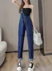 Combinaisons pour femmes Barboteuses simple-épaule sangle jean combinaison femmes mode coréenne poche bleu barboteuses Fe Niche Demin Streetwear vêtements globaux Y2kL231005