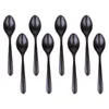 Colheres 8 pcs imitação de porcelana colher de plástico preto simples sopa cerâmica arroz melamina casa criança requintado cozinha ferramentas