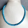 Chaînes 8mm Bleu Turquoise Collier Énergie Pierre Naturelle Ligne Noire Bijoux Soins de Santé Protection des Pierres Précieuses Tour de Cou Guérison Yoga Femme