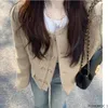 Kvinnorjackor 2023 Autumn Short Coats Ytterkläder High Street Söta flickor Fashion Tickets Double Button Chic Korean