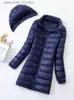 Damskie down Parkas Woman Hood Odłączane zimowe puffer kurtki 2023 Ultra Light Hooded Duck Down Coats Fashion Office La Long Feather Parkas 7xl L231005