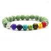 Strand 8mm Zeven Chakra Levensboom Charms Kleurrijke Lavasteen Kralen DIY Essentiële Olie Diffuser Armband Yoga Sieraden