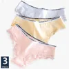 Calcinha feminina 3 pçs conjunto sexy renda mulheres algodão roupa interior meninas briefs baixo-rise respirável calcinha macia underpants203b