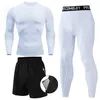 T-shirts hommes 23pcs ensembles costume de boxe rashguard kit mâle MMA vêtements de compression hommes t-shirt à manches longues leggings survêtement 271S