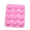 Cake Tools 12-kavitet Flower Silicone Chocolate Mold Diy Handmased Soap Forms Mögel Candy Bar Fondant för att dekorera231S