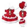 Cão vestuário vestidos de Natal para cães pequenos gatos outono inverno ano clássico vermelho cinto xmas roupas filhote de cachorro roupa chihuahua yorkie saia 230928