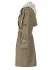 Womens Trench Coats EAM Mulheres Khaki Double Breasted Tamanho Grande Com Capuz Manga Longa Windbreaker Moda Primavera Outono 2R765604 230928