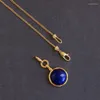 Chains Llight Luxury Fashionable Simple Detachable Necklace Blue Lapis Lazuli Circular Pendant Party Clavicle Chain Jewelry Gift