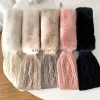 Winter New Scarf Women Warm Thicken Fluffy Woolen Knitting Cross Collar Neck Scarf Shawl Soft Plush Snood Scarves