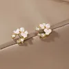 Boucles d'oreilles tendance en Zircon coloré pour fille, petite fleur, perle exquise, papillon, pour femmes, cadeau de saint valentin