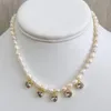 Girocollo Collana con ciondolo a forma di cuore in cristallo bianco con perle d'acqua dolce naturale per le donne, catena da indossare ogni giorno, regalo di gioielli dorati