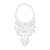 Choker Silver Plated Alloy Horn Tassel Necklace For Women Moon Flower Crystal Miao Ethnic Clothing Necklaces Statement Jewelry