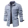 Herrspår 2023 Spring och Autumn Denim Jacket Trend Casual Washed Top