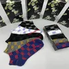 Designer Mens Womens Meias Cinco Par Luxe Sports Inverno Carta Impresso Sock Bordado Algodão Homem Mulher 10 estilos com Box275c